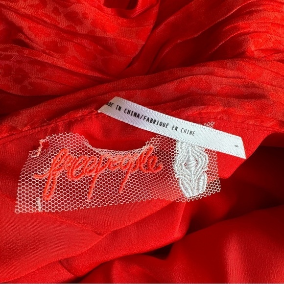 Free People Let’s Dance Red Jacquard Mini Dress Sz 8 NWT - Picture 12 of 15